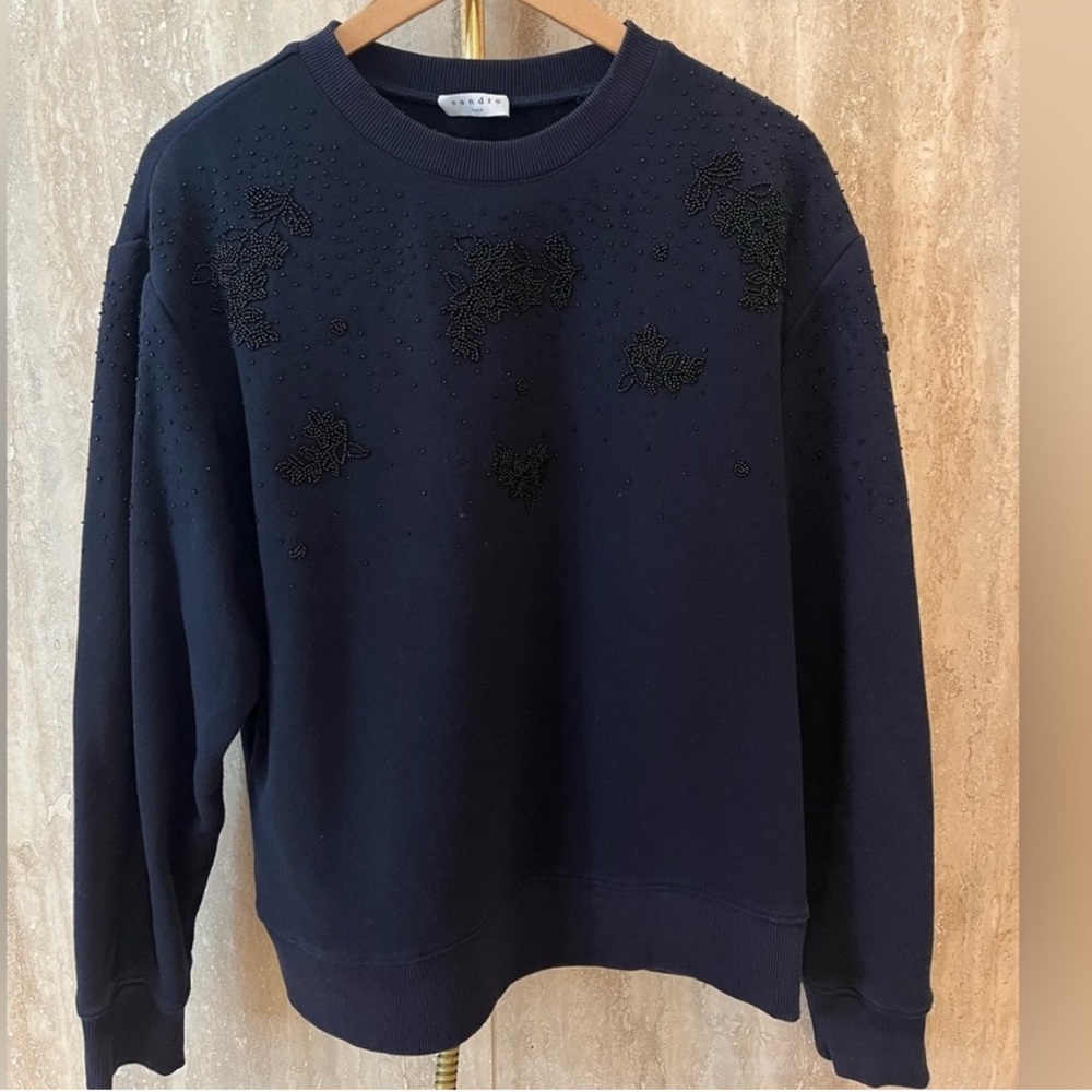 Sandro Navy Blue beaded sweater | Size 2